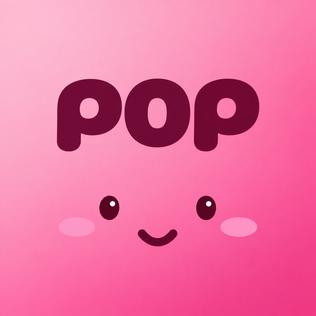 Jello Pop app icon: a smiling pink jelly with POP